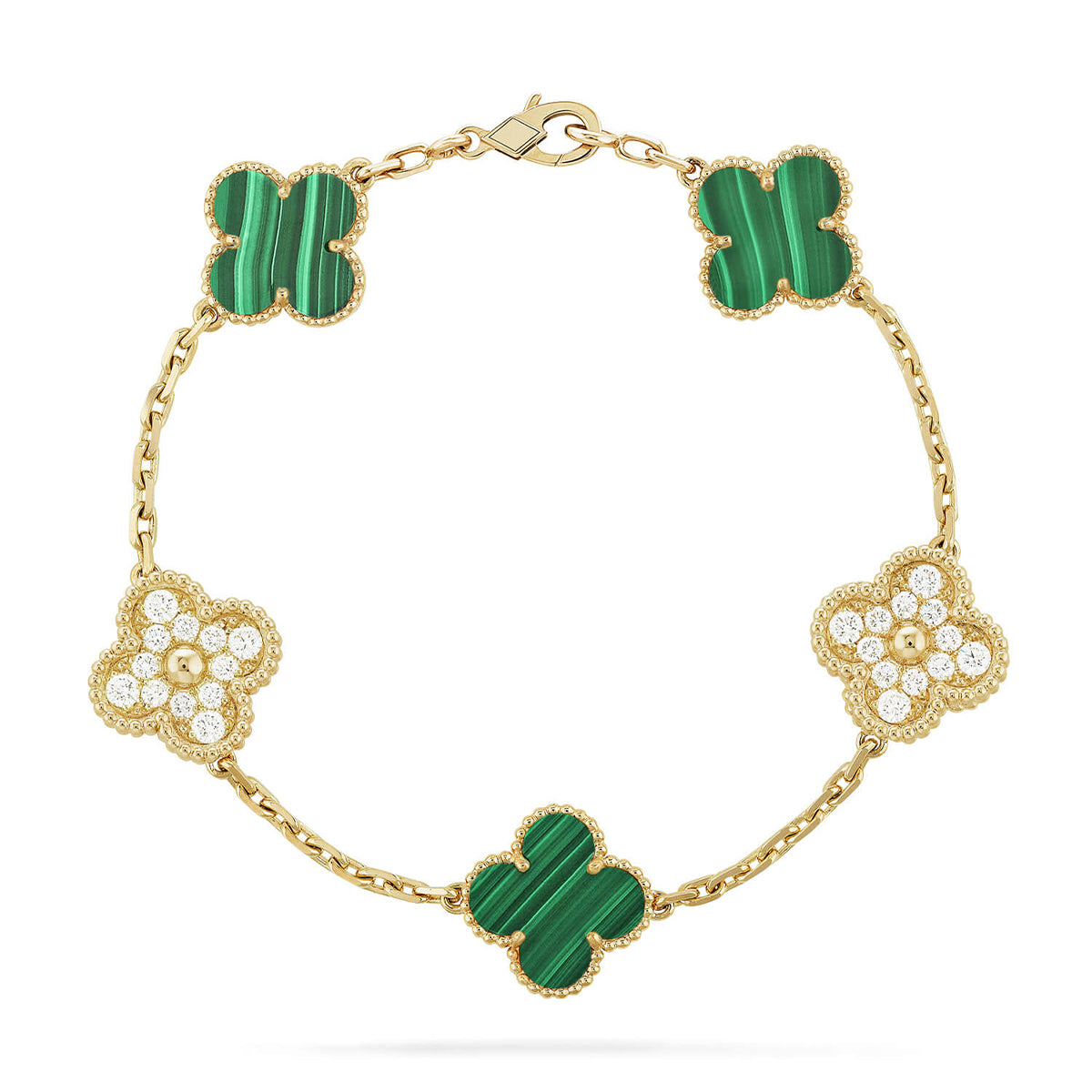 [Regal Gem] CLOVER 5 MOTIF MALACHITE BRACELET COLLECTION