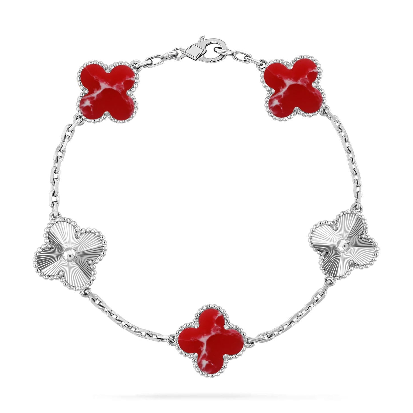 [Regal Gem]CLOVER 5 MOTIF RED PATTERN BRACELET COLLECTION