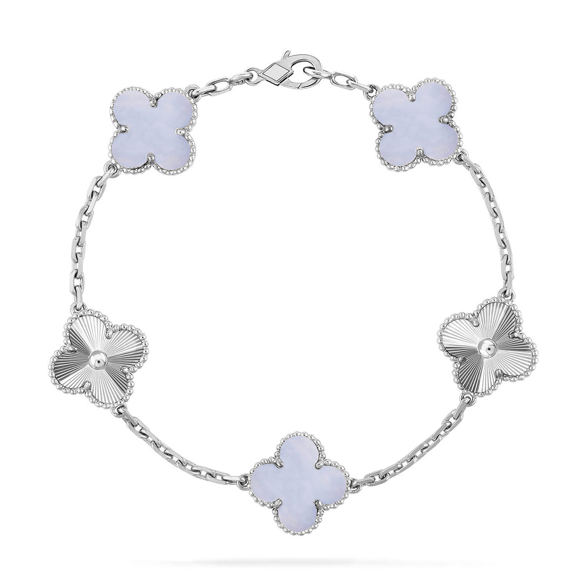 [Regal Gem] CLOVER 5 MOTIF PURPLE CHALCEDONY BRACELET COLLECTION