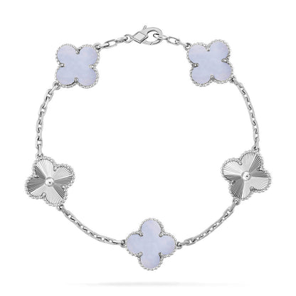 [Regal Gem] CLOVER 5 MOTIF PURPLE CHALCEDONY BRACELET COLLECTION