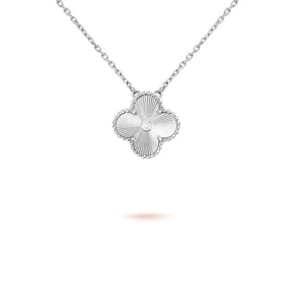 [Regal Gem]CLOVER  15MM DIAMOND LASER NECKLACE SILVER