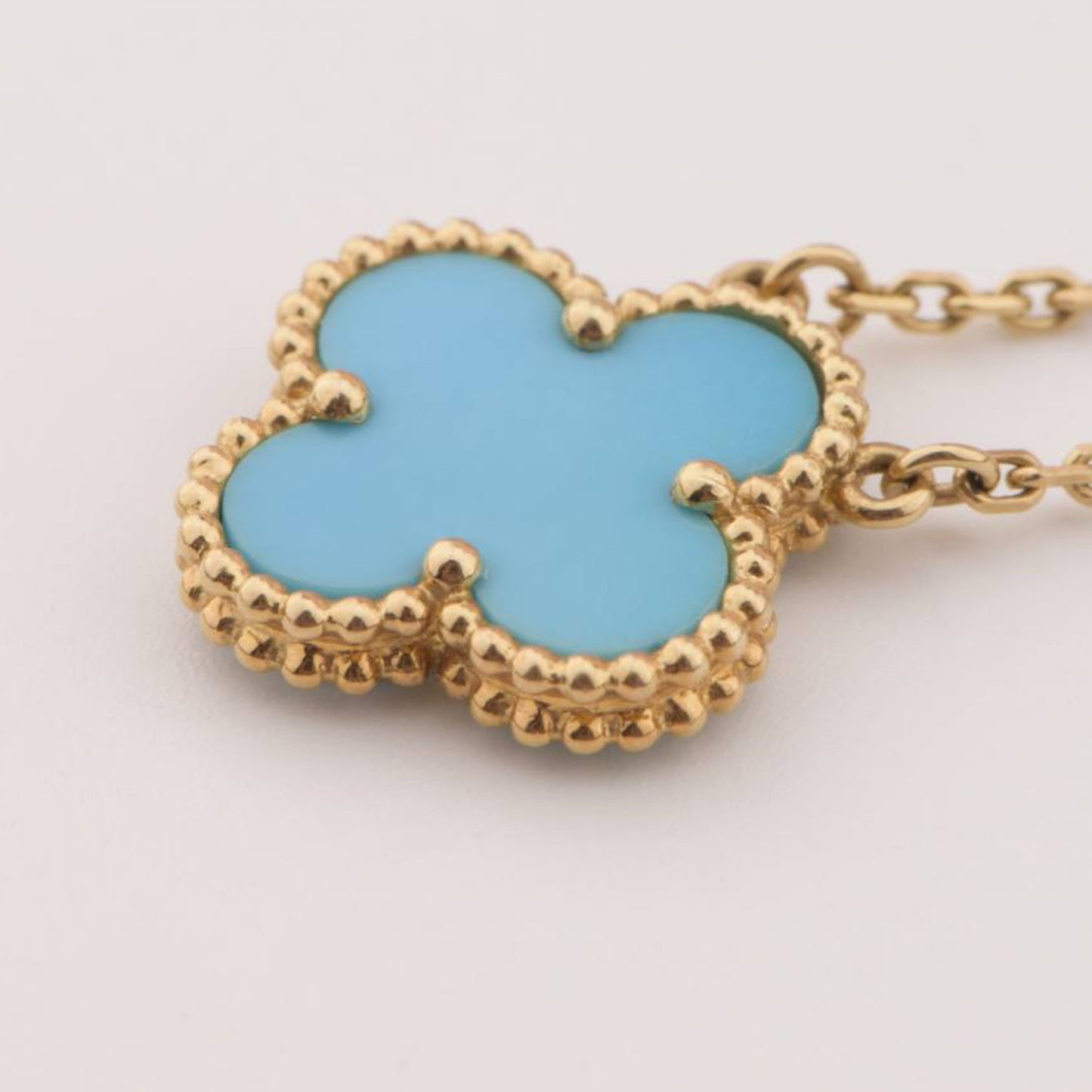 [Regal Gem]CLOVER 15MM VINTAGE TURQUOISE NECKLACE