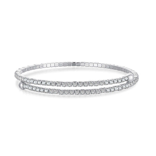 [Regal Gem Jewelry]Row of Diamonds Round Fashion Bracelet