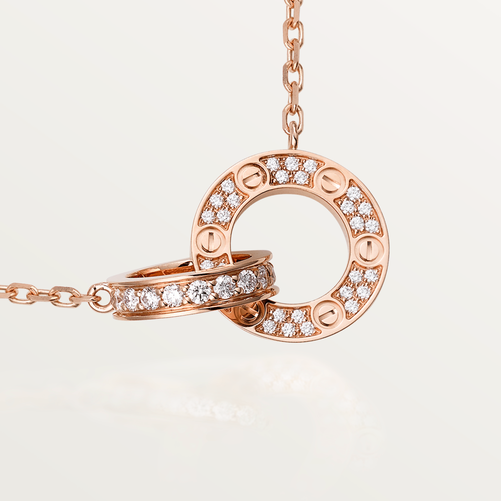 [Regal Gem]LOVE 7.6MM NECKLACE Regal Gem GOLD AND SILVER  FULL DIAMOND