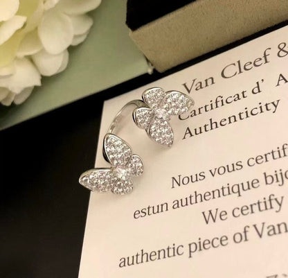 [Regal Gem]TWIN SILVER BUTTERFLY DIAMOND RING