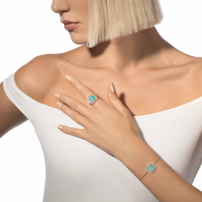 [Regal Gem]Demo MOVE TURQUOISE PINK GOLD DIAMOND BRACELET