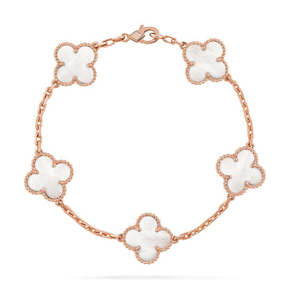 [Regal Gem]CLOVER WHITE PEARL MOP 5 MOTIF BRACELET COLLECTION