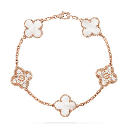 [Regal Gem]CLOVER WHITE PEARL MOP 5 MOTIF BRACELET COLLECTION