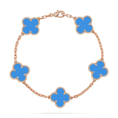 [Regal Gem] CLOVER 5 MOTIF BLUE AGATE BRACELET COLLECTION