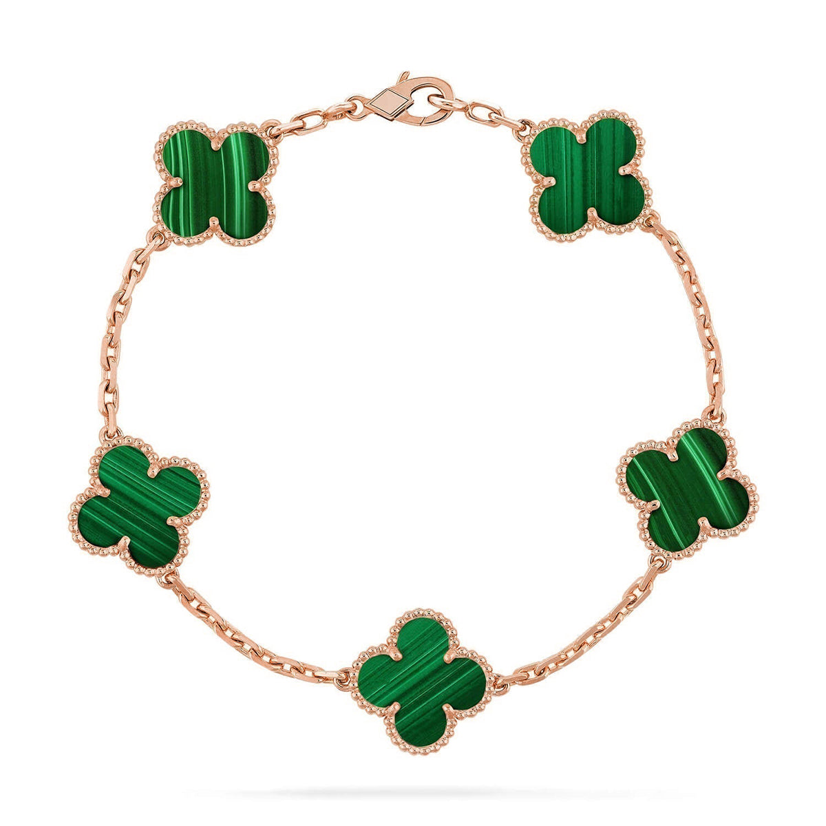 [Regal Gem] CLOVER 5 MOTIF MALACHITE BRACELET COLLECTION