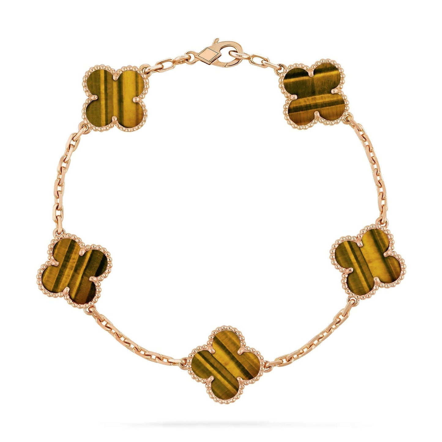 [Regal Gem] CLOVER 5 MOTIFS TIGER EYE BRACELET COLLECTION