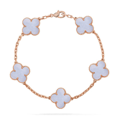 [Regal Gem] CLOVER 5 MOTIF PURPLE CHALCEDONY BRACELET COLLECTION