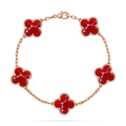 [Regal Gem]CLOVER 5 MOTIF RED PATTERN BRACELET COLLECTION