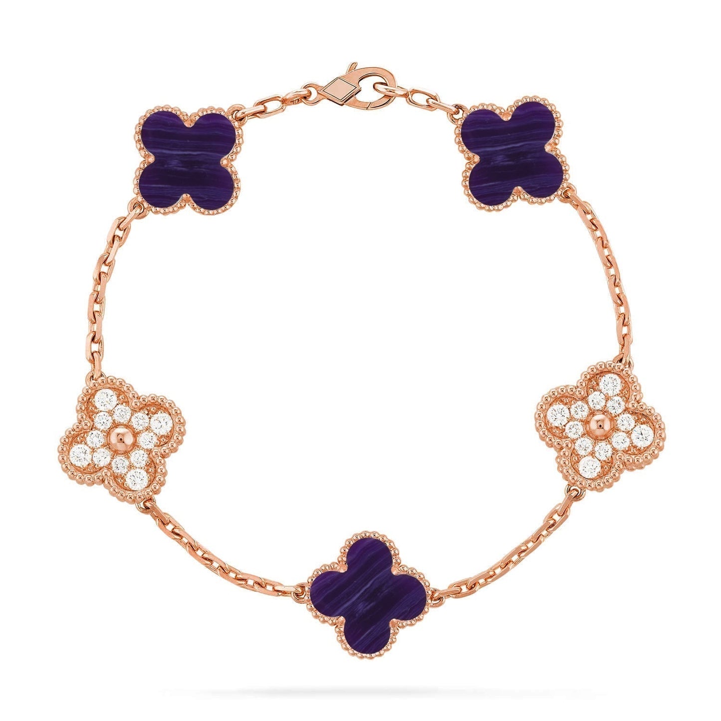 [Regal Gem]CLOVER 5 MOTIF PURPLE STRIPES BRACELET COLLECTION