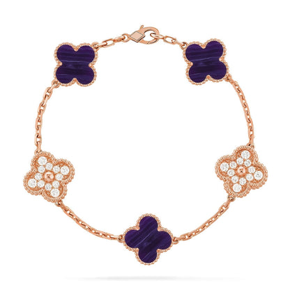 [Regal Gem]CLOVER 5 MOTIF PURPLE STRIPES BRACELET COLLECTION