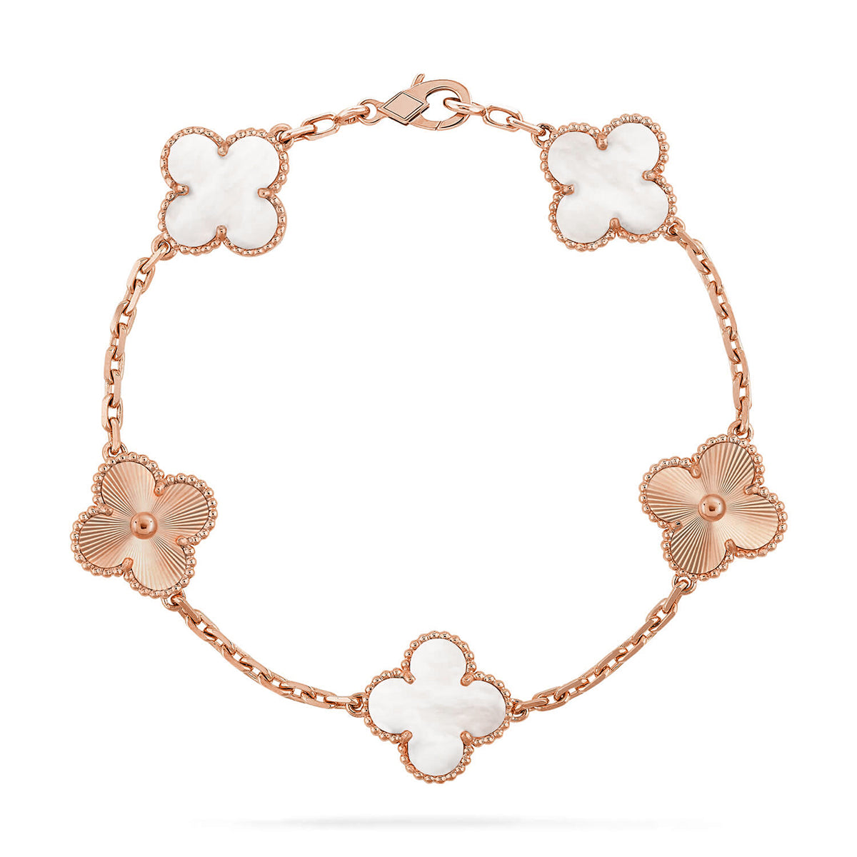 [Regal Gem]CLOVER WHITE PEARL MOP 5 MOTIF BRACELET COLLECTION