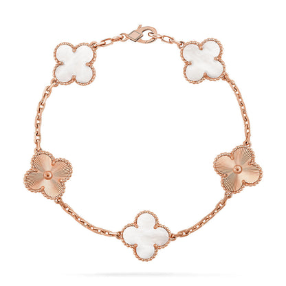 [Regal Gem]CLOVER WHITE PEARL MOP 5 MOTIF BRACELET COLLECTION