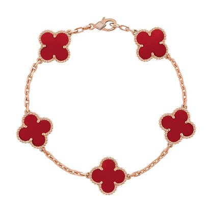 [Regal Gem] CLOVER 5 MOTIF RED CORNELIAN BRACELET COLLECTION