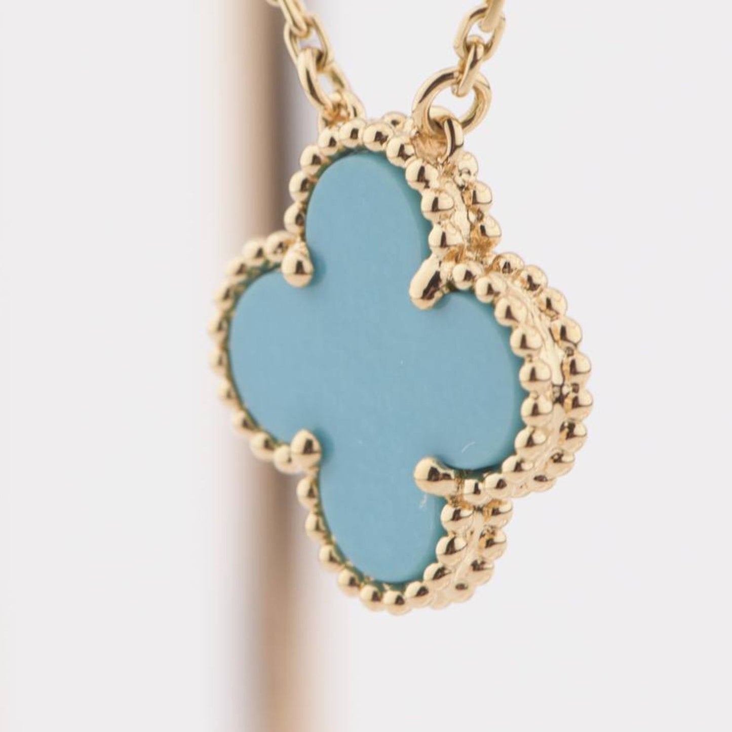 [Regal Gem]CLOVER 15MM VINTAGE TURQUOISE NECKLACE
