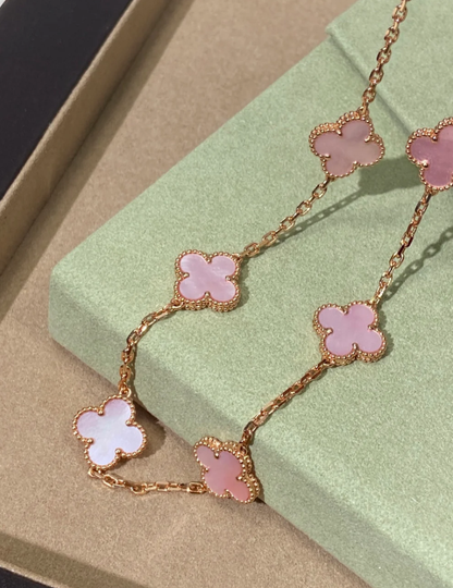 [Regal Gem Jewellery] Pink Necklace with Ten Clover Designs