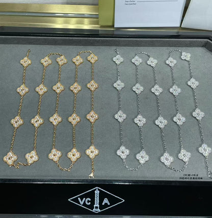 [Regal Gem]CLOVER 20 MOTIFS FULL-DIAMOND NECKLACE