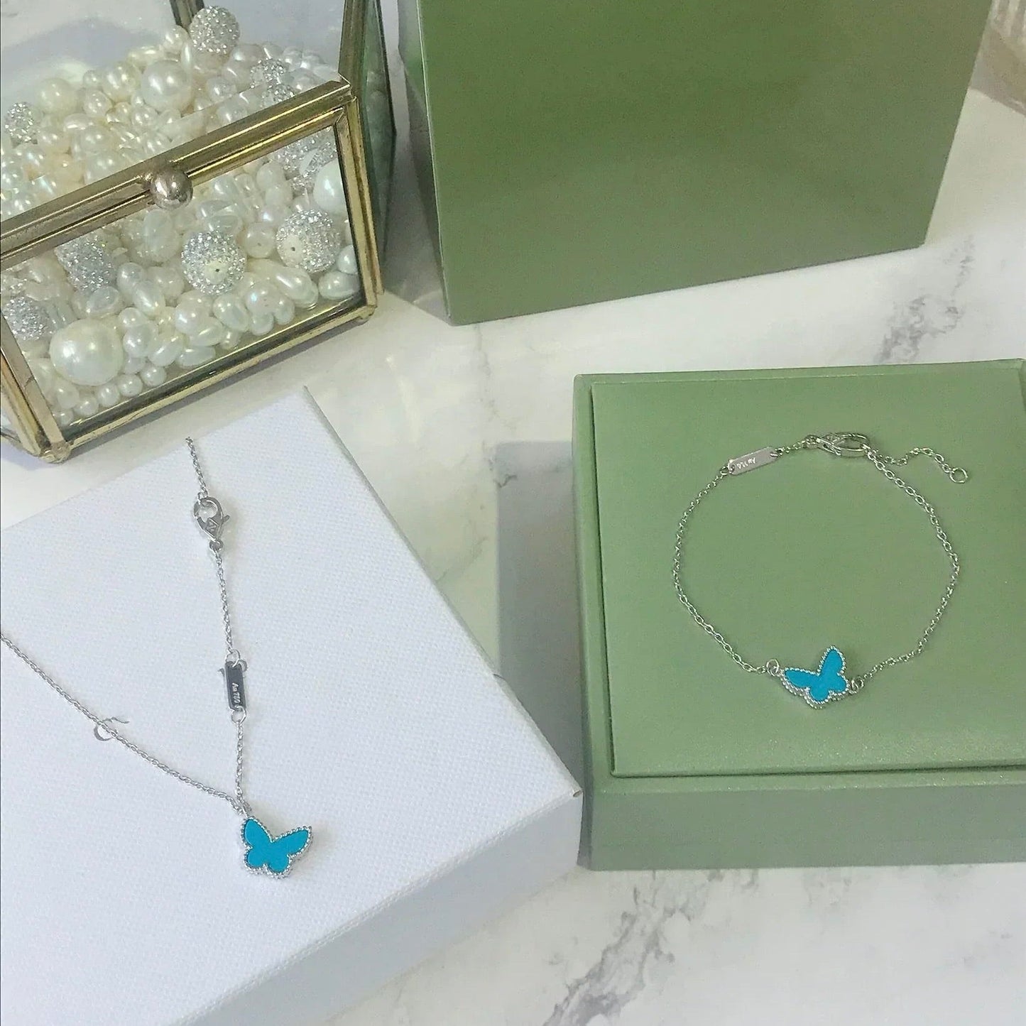 [Regal Gem]BUTTERFLY TURQUOISE BUTTERFLY BRACELET SILVER