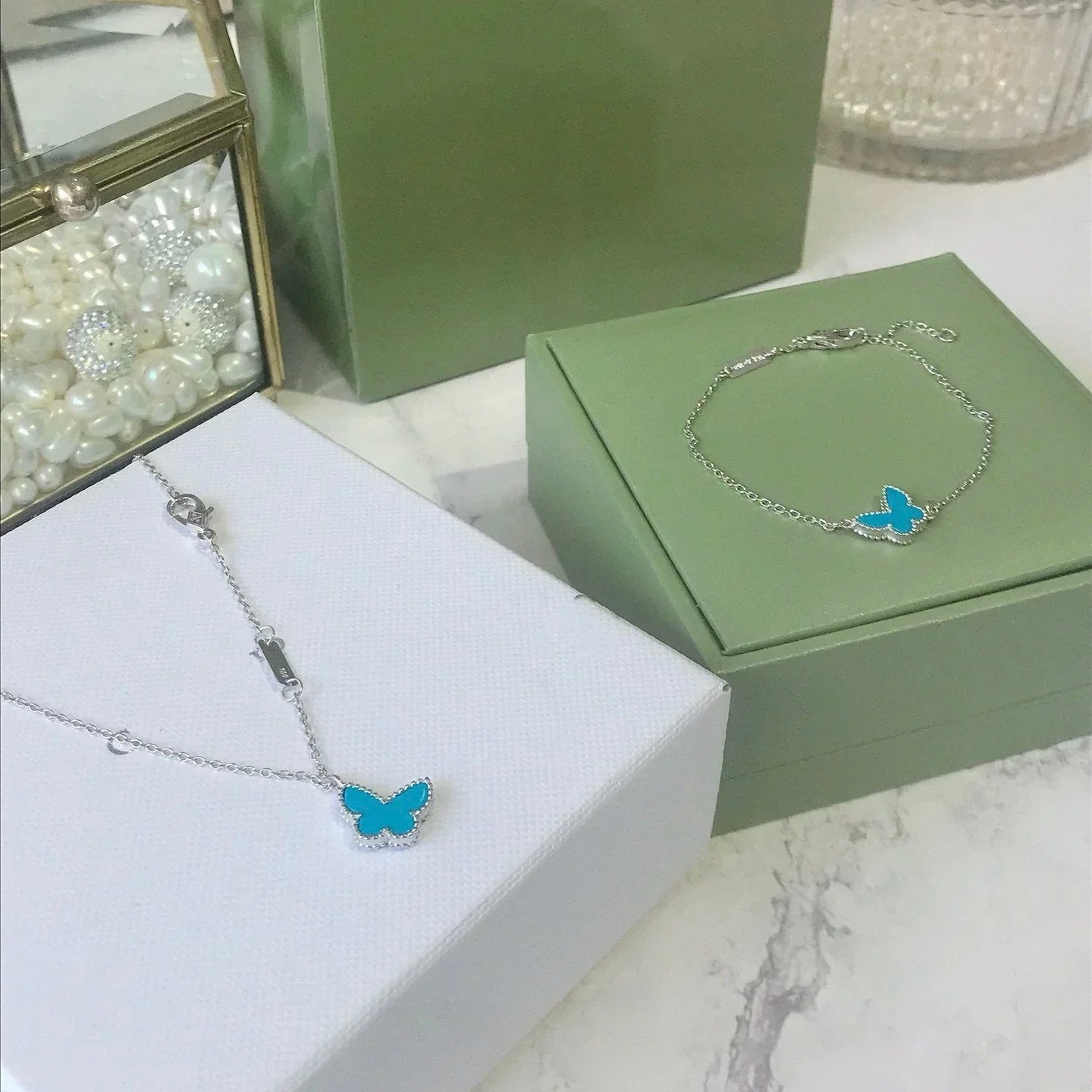 [Regal Gem]BUTTERFLY TURQUOISE BUTTERFLY BRACELET SILVER