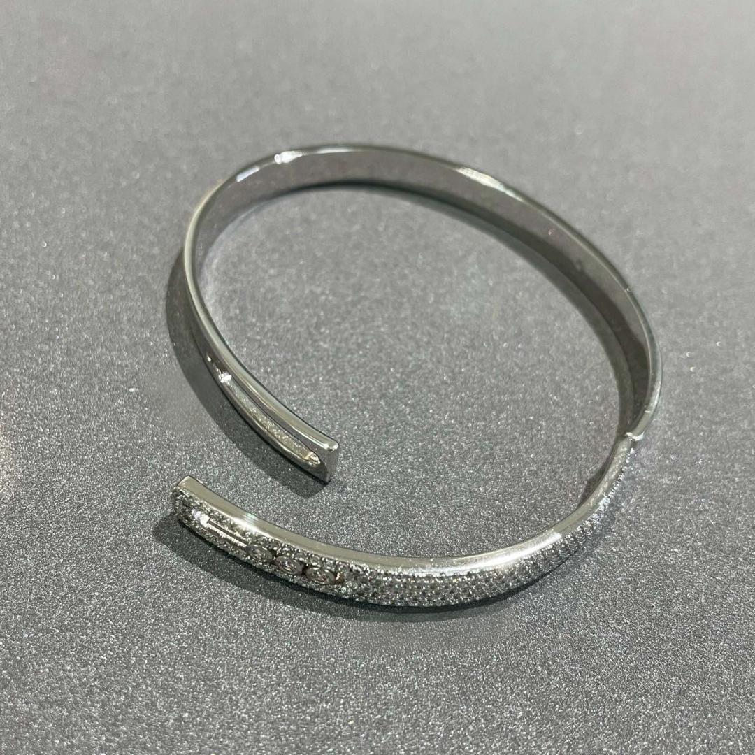 [Regal Gem]Move Noa Rose Gold Pavé Diamond Bangle Bracelet