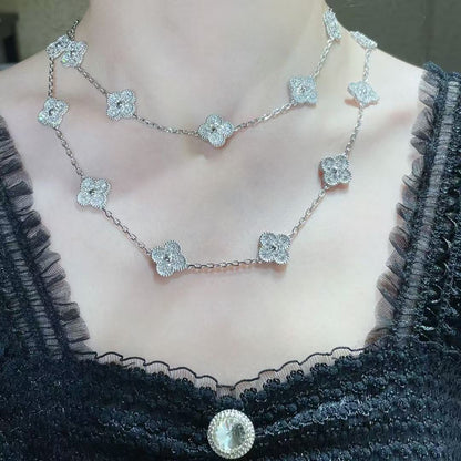 [Regal Gem]CLOVER 20 MOTIFS FULL-DIAMOND NECKLACE
