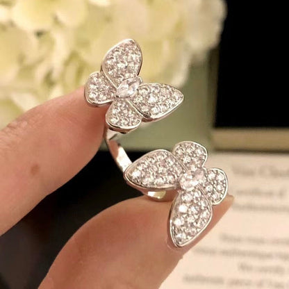 [Regal Gem]TWIN SILVER BUTTERFLY DIAMOND RING