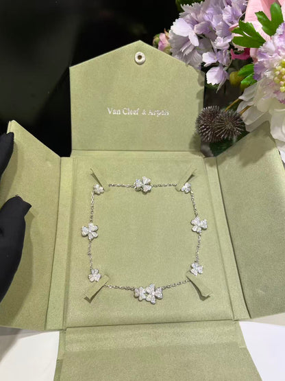 [Regal Gem Jewelry]CLOVER 10 MOTIFS  FULL DIAMOND NECKLACE