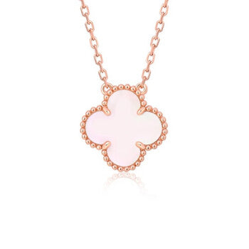 [Regal Gem]CLOVER 15MM PINK MOTHER-OF-PEARL SINGLE FLOWER NECKLACE