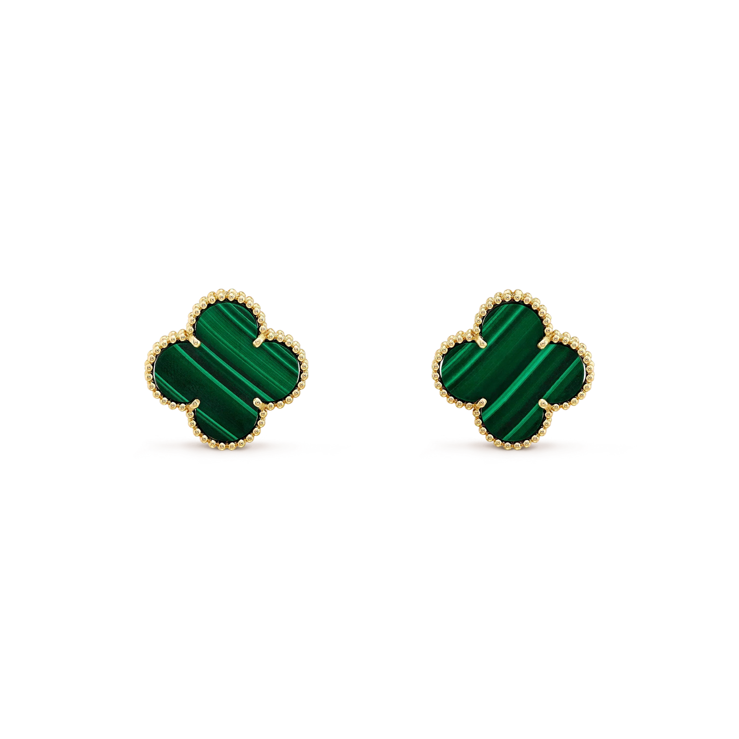 [Regal Gem]CLOVER MINI 9.5MM MALACHITE  EARRINGS