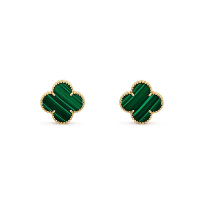 [Regal Gem]CLOVER MINI 9.5MM MALACHITE  EARRINGS