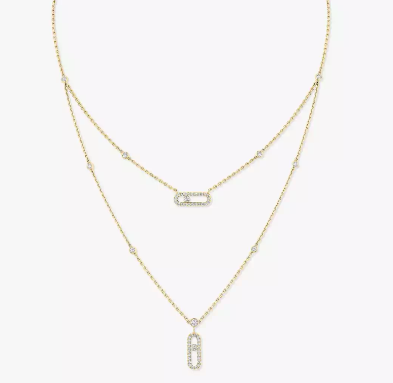 [Regal Gem]MS Double-Circle Full-Diamond Necklace