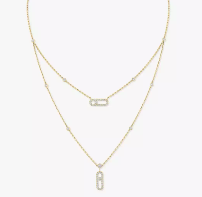 [Regal Gem]MS Double-Circle Full-Diamond Necklace