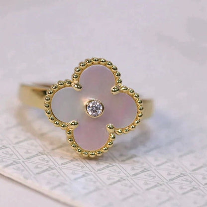 [Regal Gem]CLOVER PINK MOP RING GOLD DIAMOND