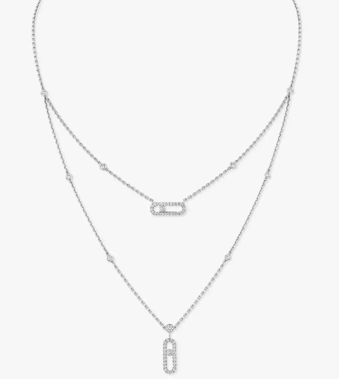 [Regal Gem]MS Double-Circle Full-Diamond Necklace