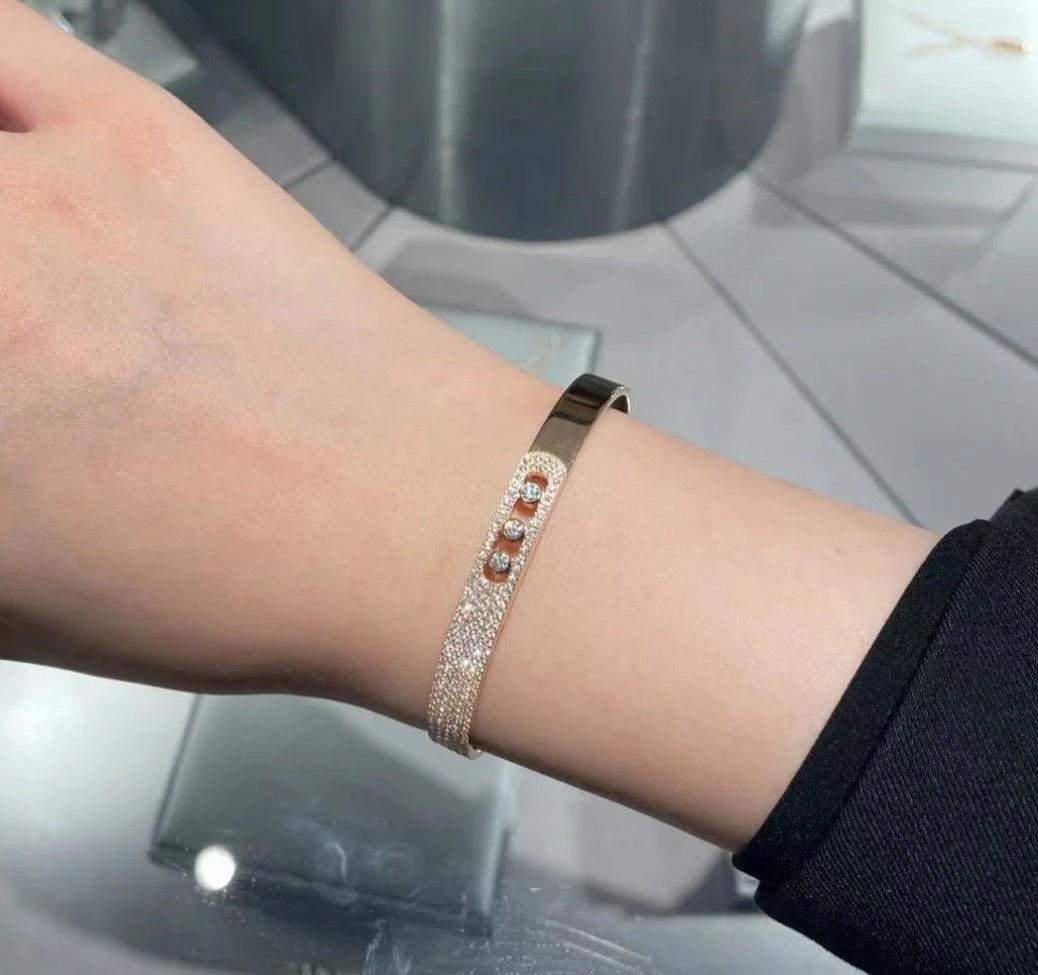 [Regal Gem]Move Noa Rose Gold Pavé Diamond Bangle Bracelet