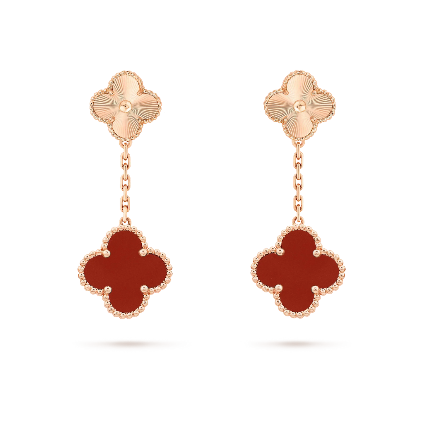 [Regal Gem]CLOVER 2 MOTIF  LASER CARNELIAN EARRINGS