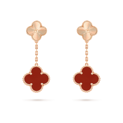 [Regal Gem]CLOVER 2 MOTIF  LASER CARNELIAN EARRINGS