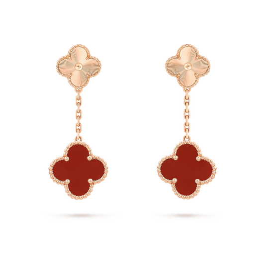 [Regal Gem]CLOVER 2 MOTIF  LASER CARNELIAN EARRINGS