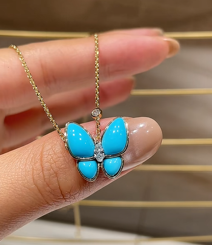 [Regal Gem]Turquoise Butterfly Gold Necklace