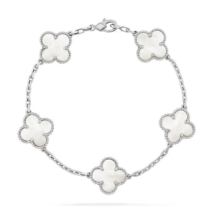 [Regal Gem]CLOVER WHITE PEARL MOP 5 MOTIF BRACELET COLLECTION