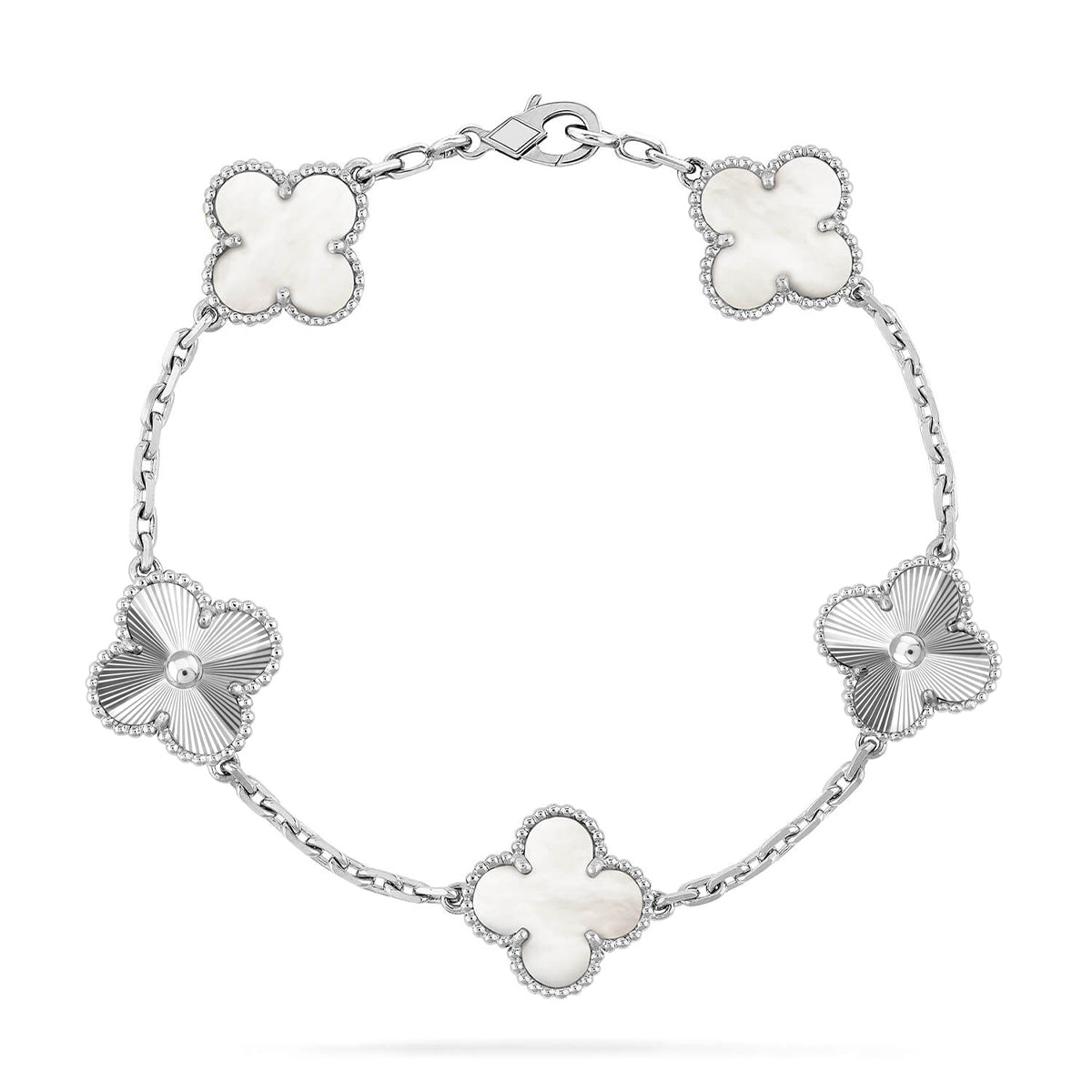 [Regal Gem]CLOVER WHITE PEARL MOP 5 MOTIF BRACELET COLLECTION