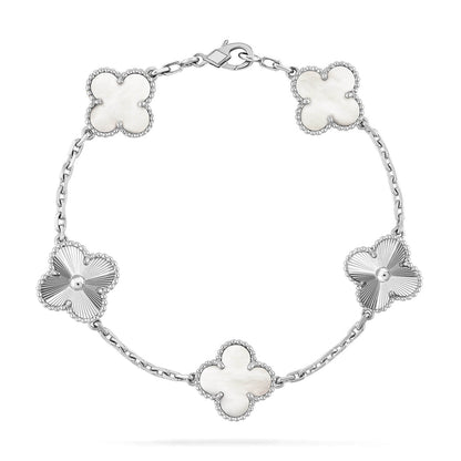 [Regal Gem]CLOVER WHITE PEARL MOP 5 MOTIF BRACELET COLLECTION