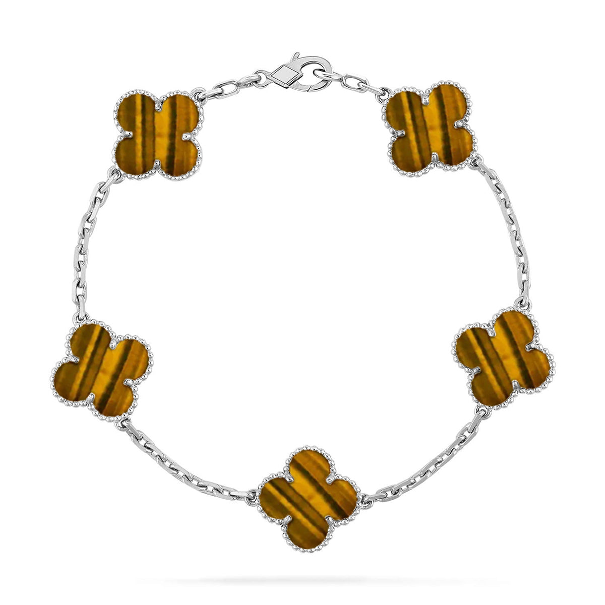 [Regal Gem] CLOVER 5 MOTIFS TIGER EYE BRACELET COLLECTION