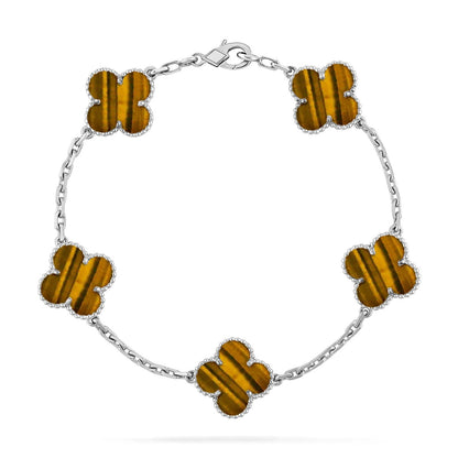 [Regal Gem] CLOVER 5 MOTIFS TIGER EYE BRACELET COLLECTION
