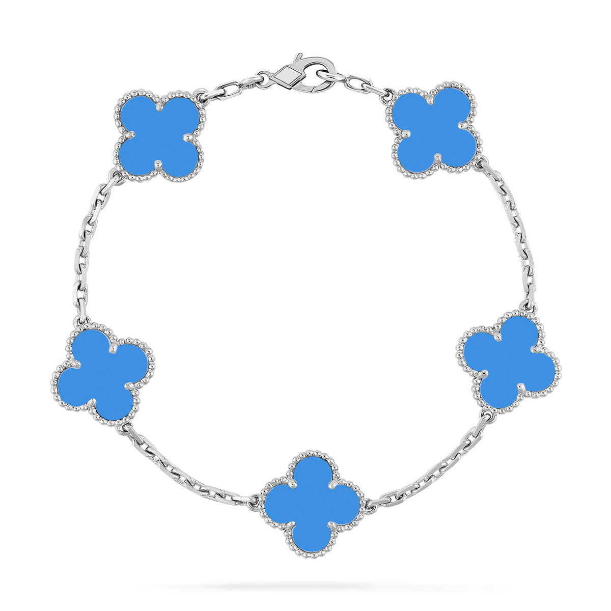 [Regal Gem] CLOVER 5 MOTIF BLUE AGATE BRACELET COLLECTION