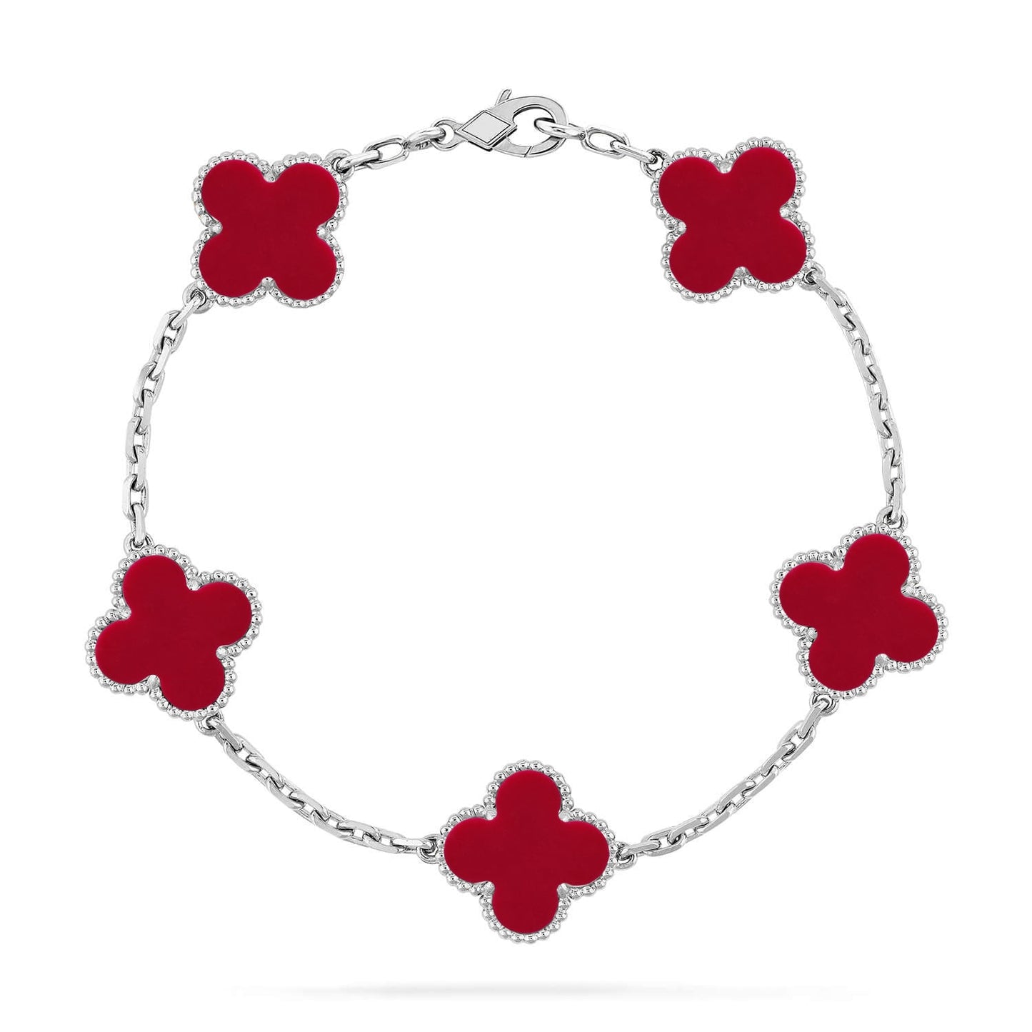 [Regal Gem] CLOVER 5 MOTIF RED CORNELIAN BRACELET COLLECTION